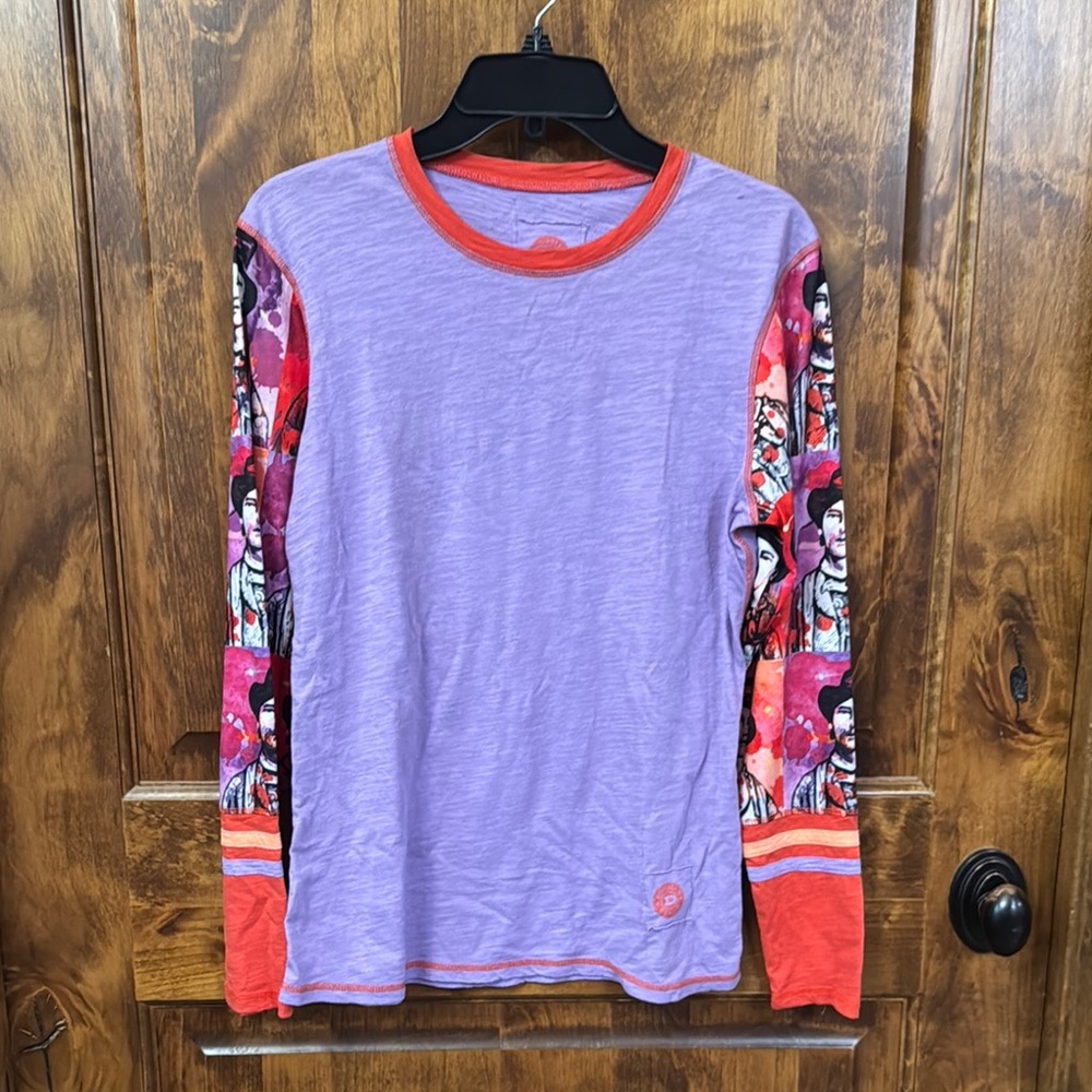 Colorful Long Sleeve Shirt with Graphic Sleeves